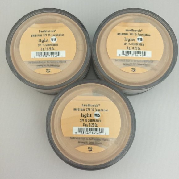 #NWT bareMinerals SPF15 Original Foundation Light W15 8g/0.28oz - Lot of 3 - Picture 1 of 2